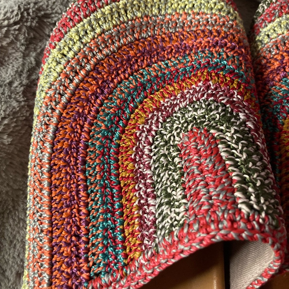 The Sak Bolinas Island Dust Crochet Slip On Clogs Mules Boho Rainbow Stripe 10 - Picture 6 of 8